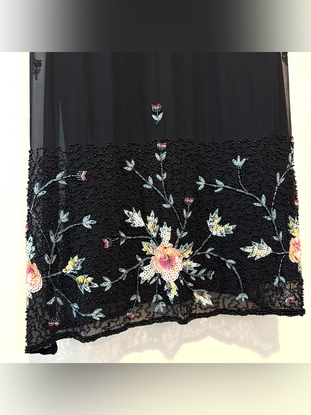 Vintage 90s y2k cache black silk beaded fairy dress - Picture 5 of 9